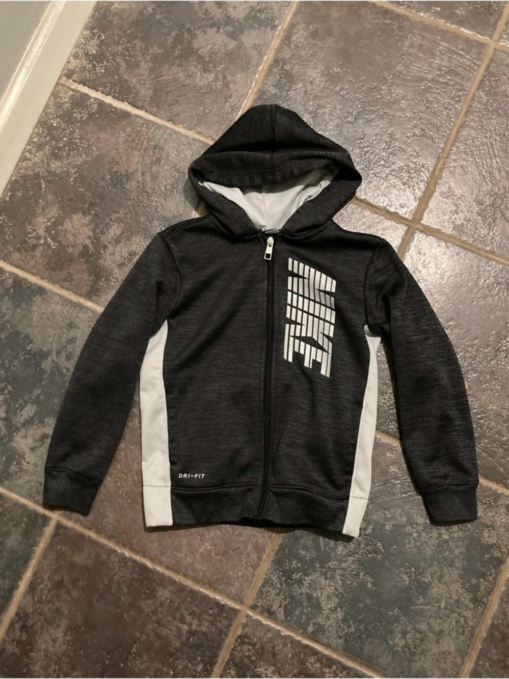 Nike Kids Black & White Dri-FIT Full Zip-Up Hoodie Size M